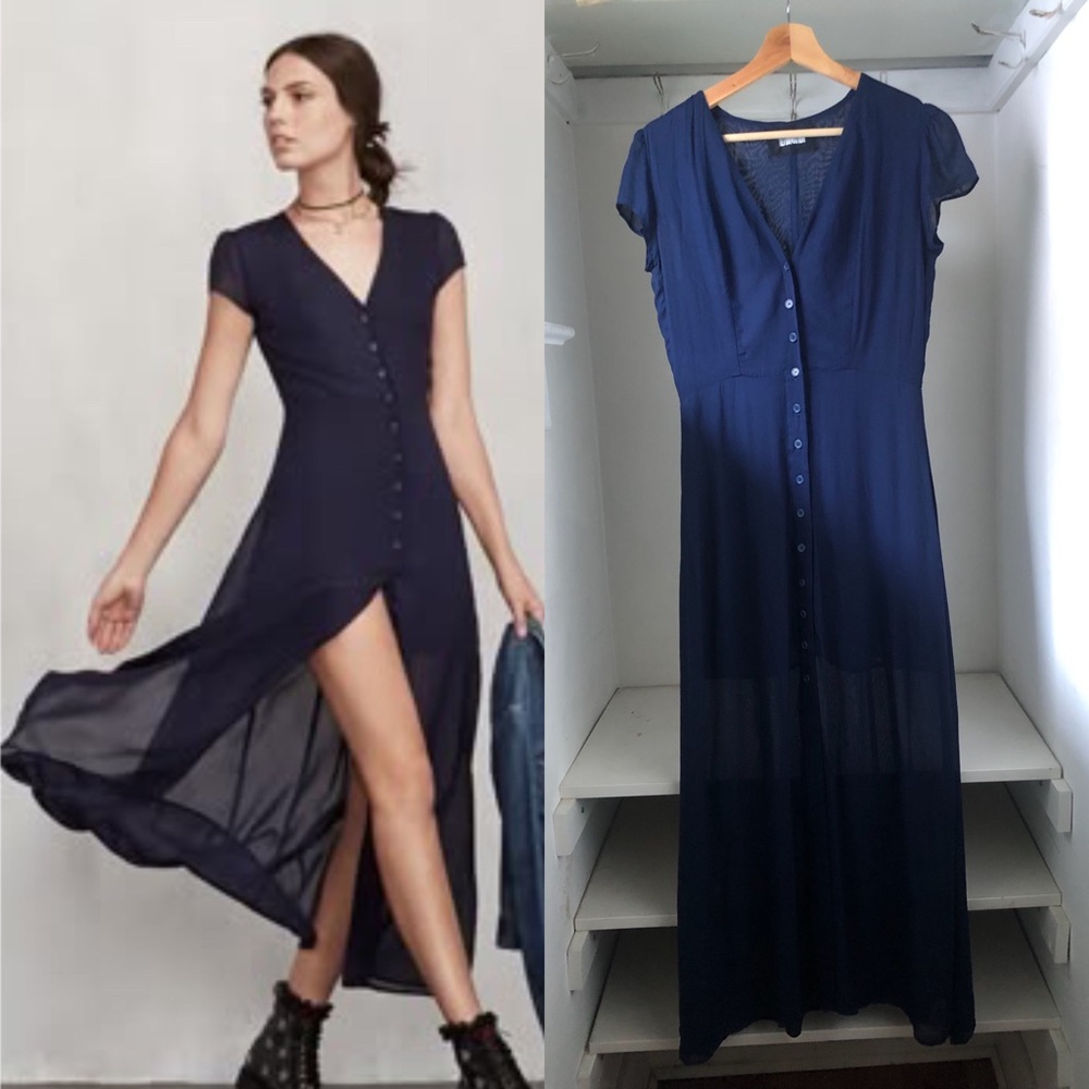 Reformation Naveen button down dress in sapphire Blue